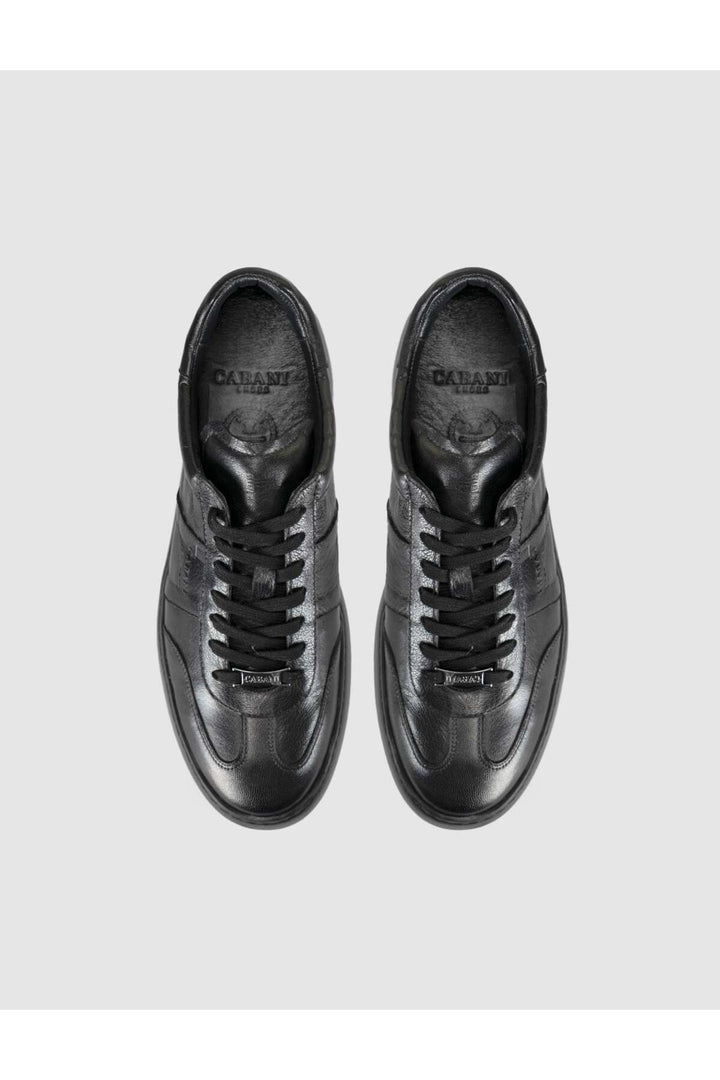 Cabani Shoes Baskets pour hommes en cuir véritable noir - Multicolore