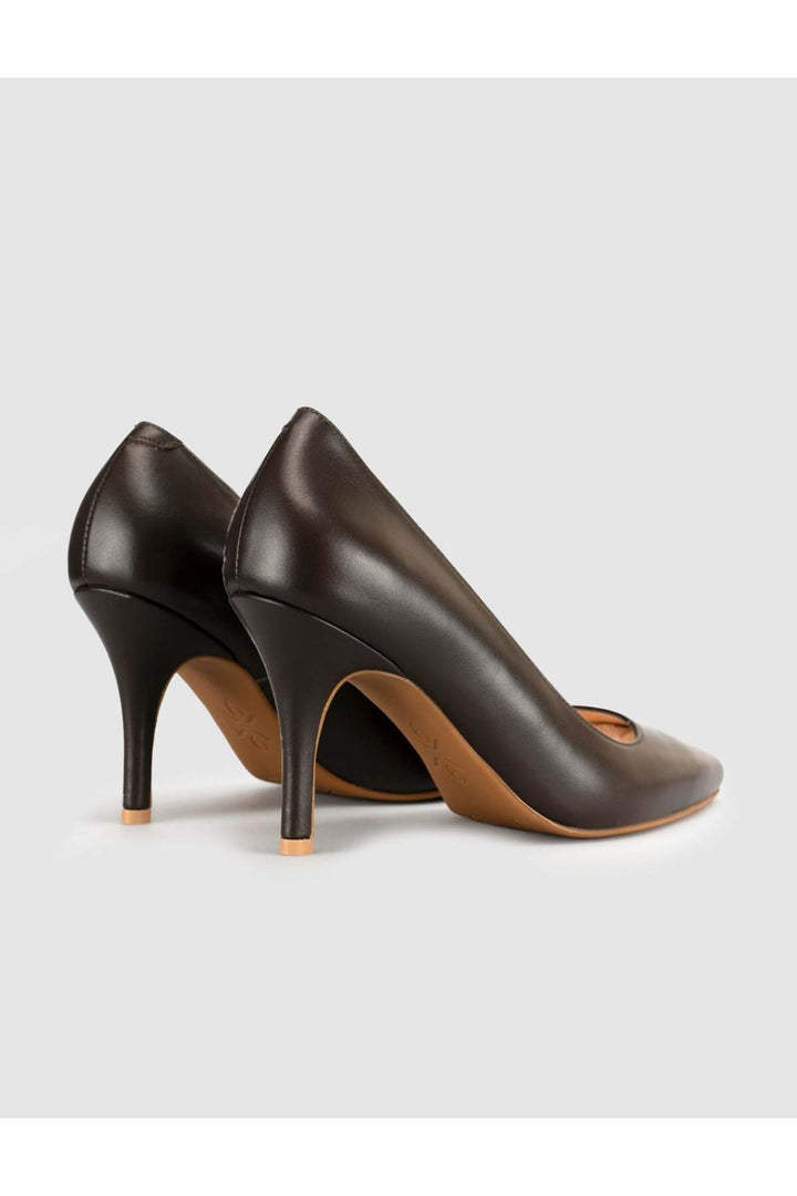 Cabani Shoes Chaussures à talons aiguilles classiques pour femmes en cuir véritable marron - Multicolore