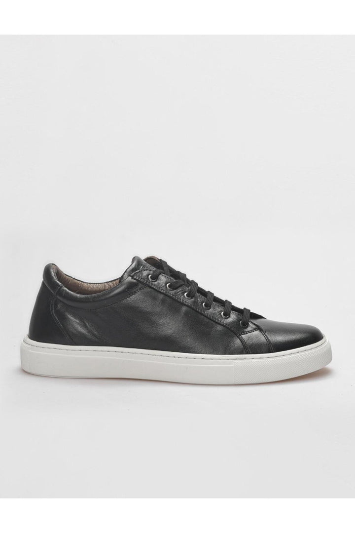 Cabani Shoes Chaussures de sport pour hommes en cuir véritable noires à lacets - Noir
