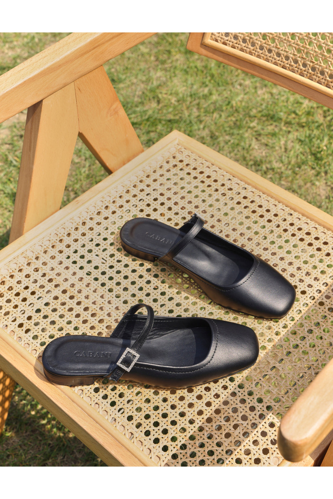 Cabani Shoes %100 Cuir Véritable Ballerines Noires pour Femmes - Noir