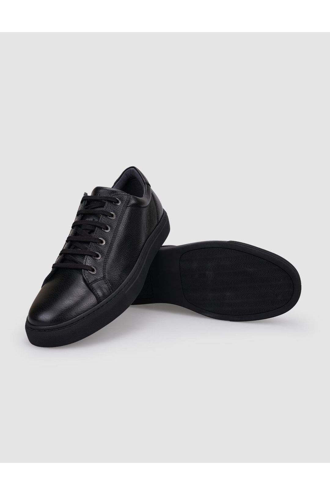 Cabani Shoes Chaussures de sport pour hommes en cuir véritable noir à lacets 100% - Noir