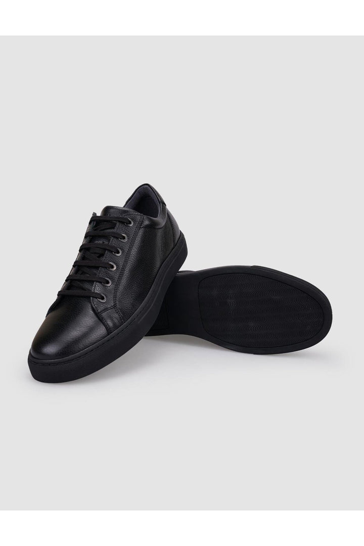 Cabani Shoes Chaussures de sport pour hommes en cuir véritable noir à lacets 100% - Noir