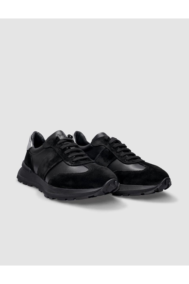 Cabani Shoes Chaussures de sport pour femmes en cuir véritable noir à lacets 100% - Multicolore