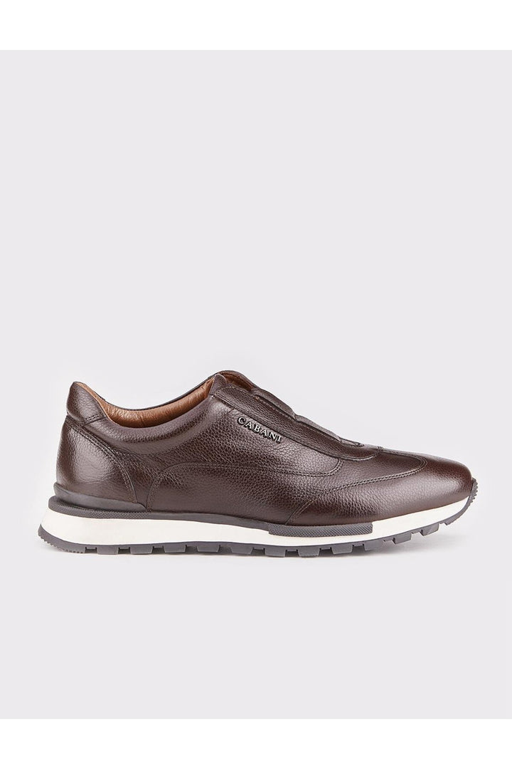 Cabani Shoes Baskets sportives en cuir véritable marron pour homme - Marron