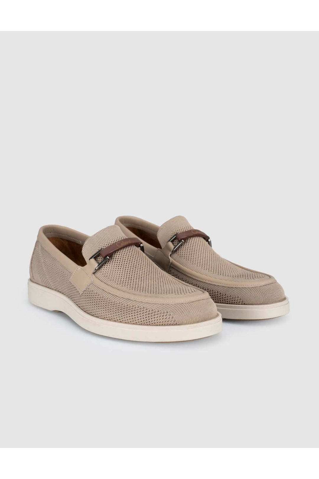 Cabani Shoes Mocassins pour hommes en tricot en cuir véritable beige - Multicolore