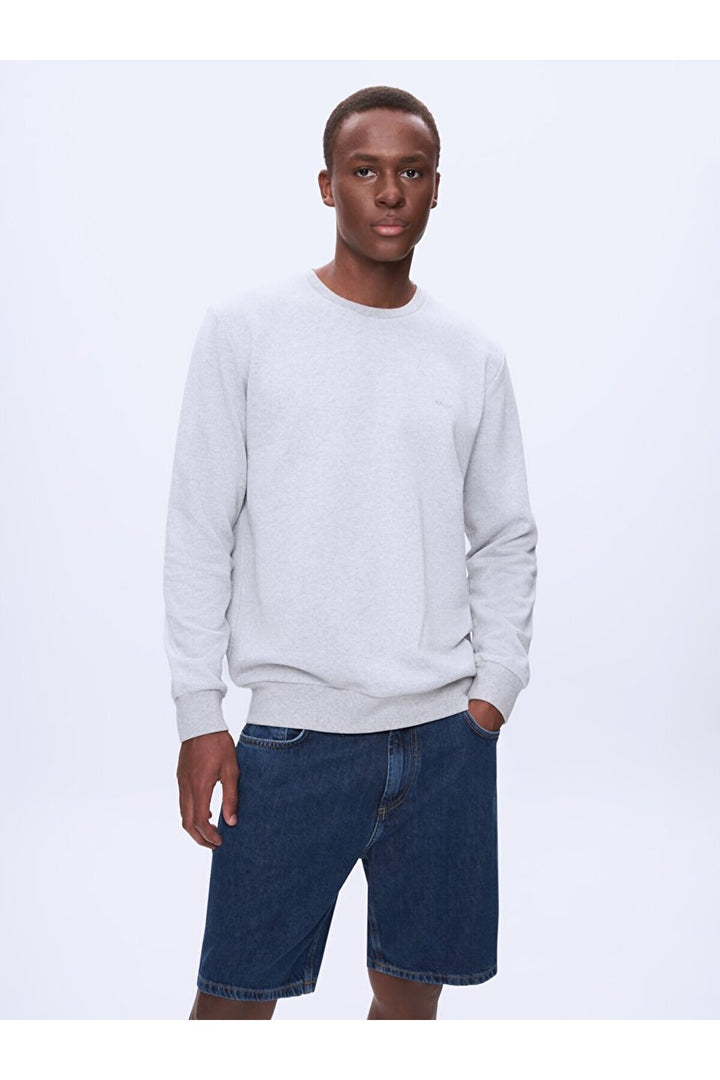 LTB Sweat-shirt gris à manches longues avec encolure en O