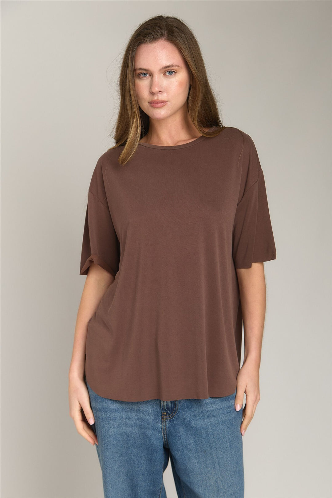Lovely Things ADELE Basic Dikişsiz Tişört Üst Giyim Pijama Üstü - Acı Kahve