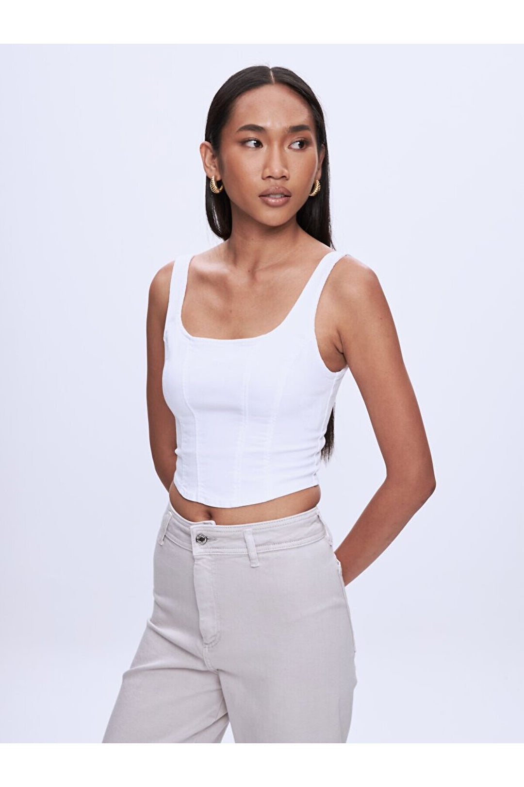 LTB Bustier en jean Vevına - Blanc_