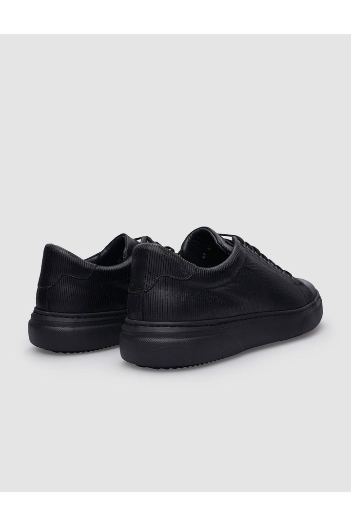 Cabani Shoes Chaussures de sport pour hommes en cuir véritable noires à lacets - Noir