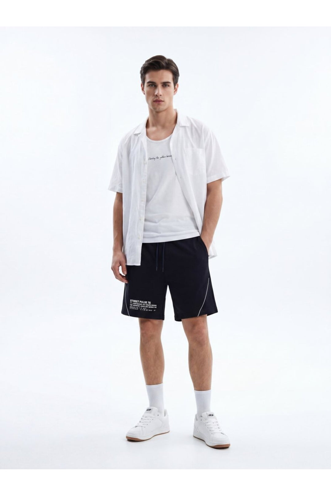 LTB Short regular imprimé avec détail de biais bleu marine - Bleu marine