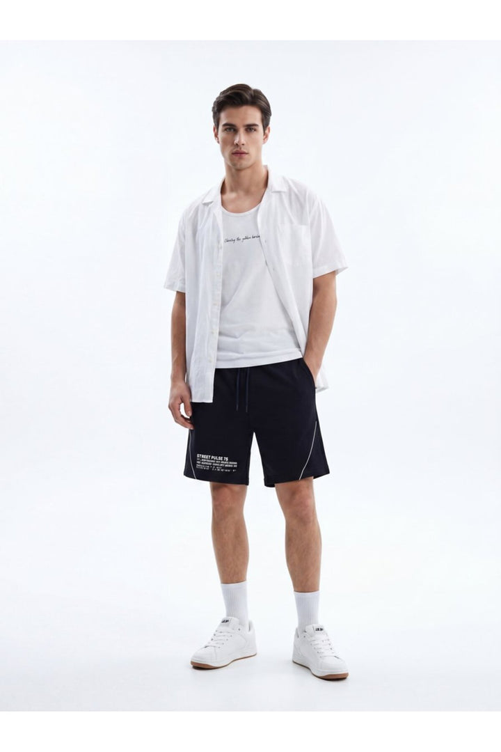 LTB Short regular imprimé avec détail de biais bleu marine - Bleu marine