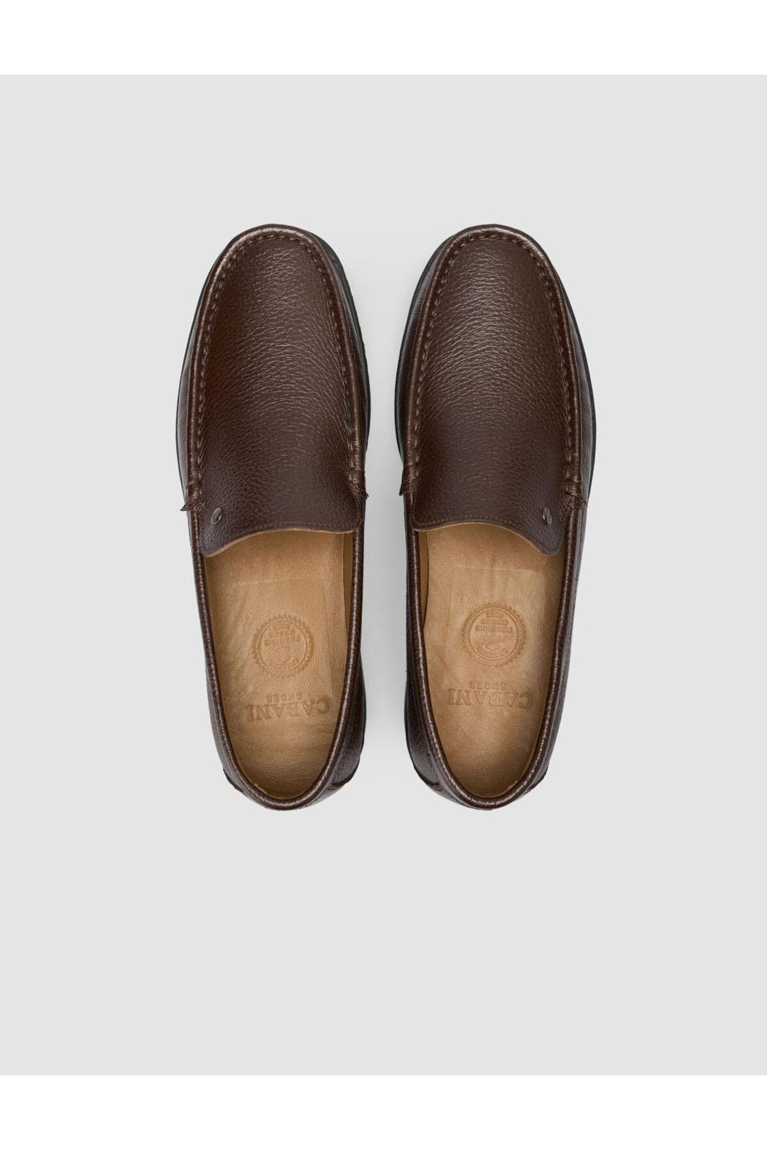 Cabani Shoes Chaussures Loafer en cuir véritable 100% marron foncé avec détails de couture - Marron foncé