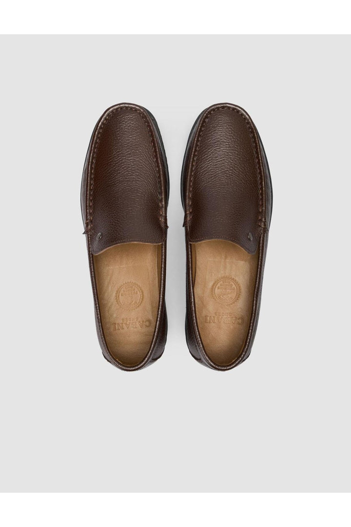 Cabani Shoes Chaussures Loafer en cuir véritable 100% marron foncé avec détails de couture - Marron foncé