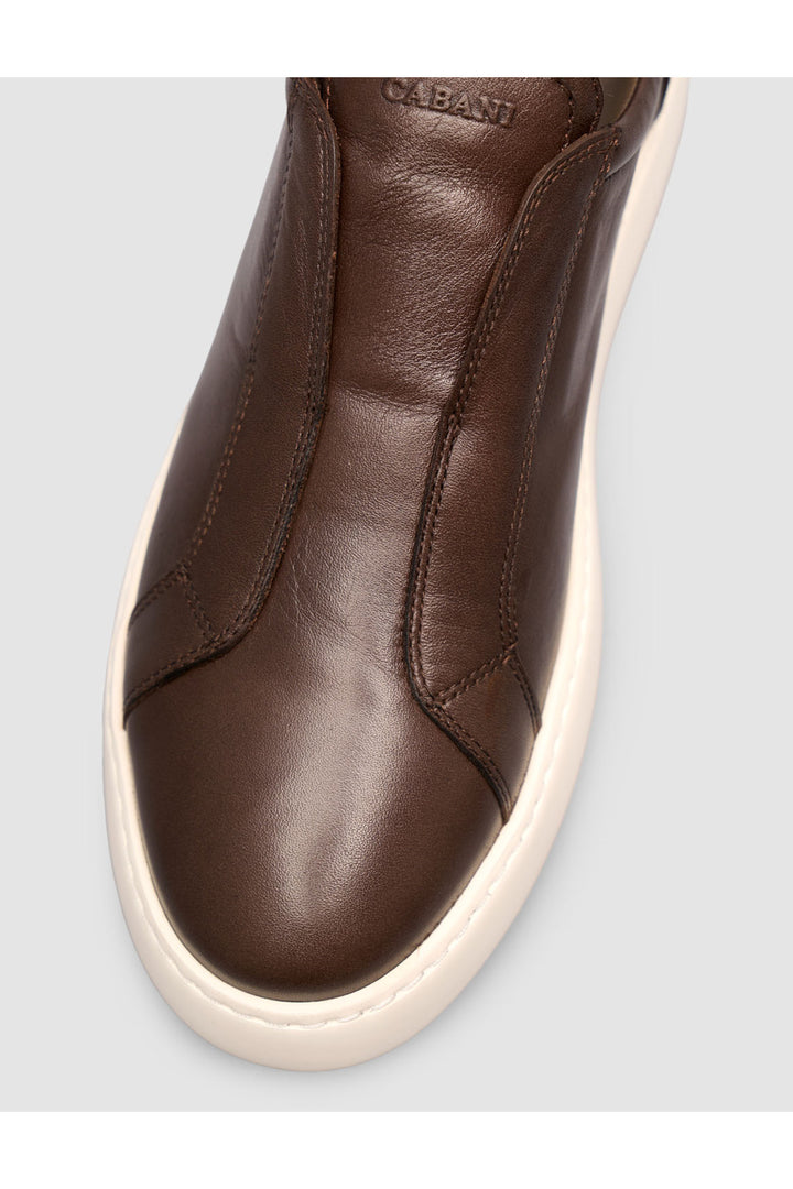 Cabani Shoes Baskets Slip-On en Cuir Véritable Marron - Multicolore