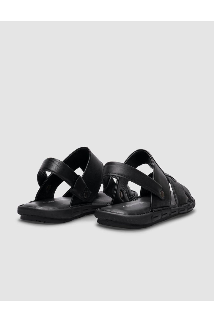 Cabani Shoes Sandales quotidiennes pour hommes en cuir véritable noir 100% - Multicolore
