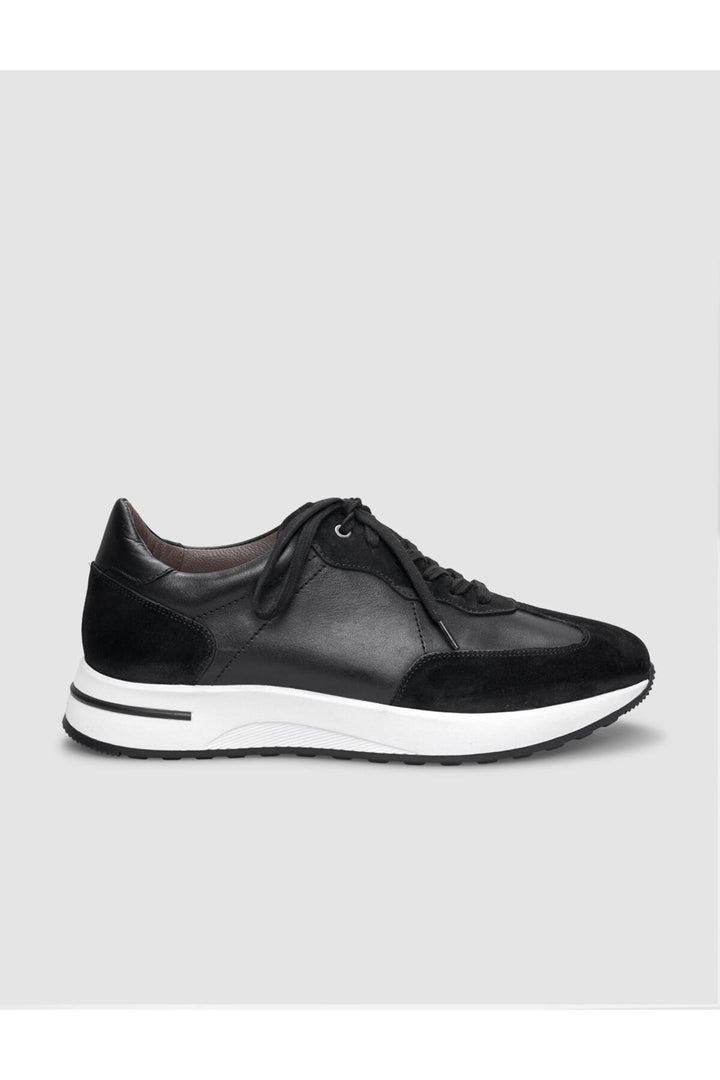 Cabani Shoes Chaussures de sport pour hommes en cuir véritable noires à lacets - Noir