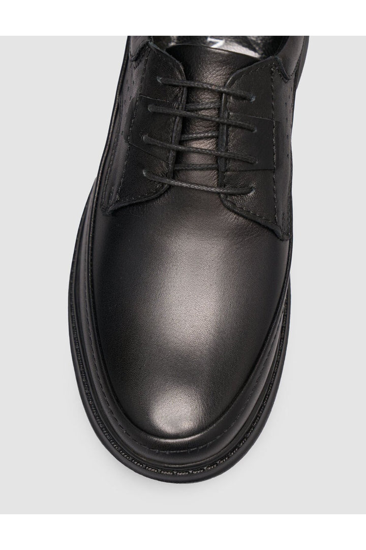 Cabani Shoes Chaussures pour hommes en cuir véritable à lacets noires - Noir