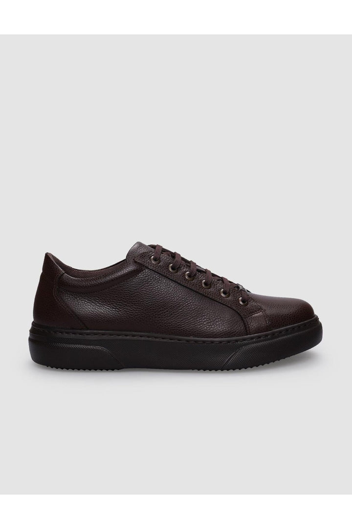Cabani Shoes %100 Cuir véritable Baskets pour hommes à lacets marron - Marron