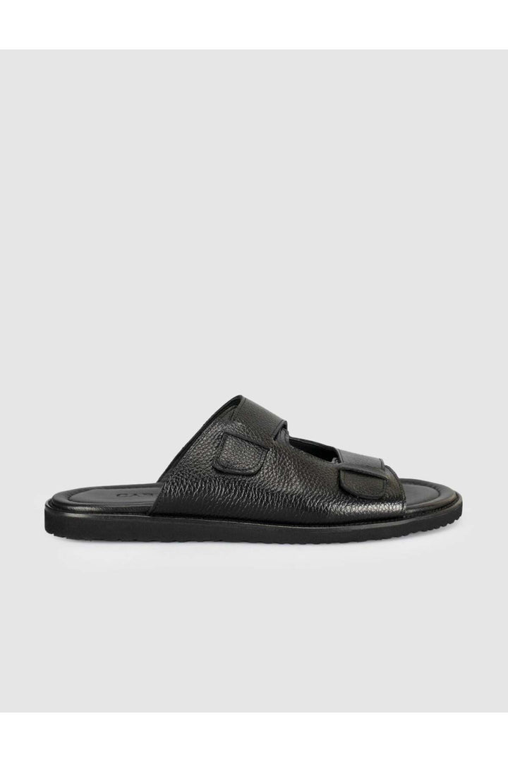 Cabani Shoes Sandales en cuir noir pour homme avec boucle - Noir