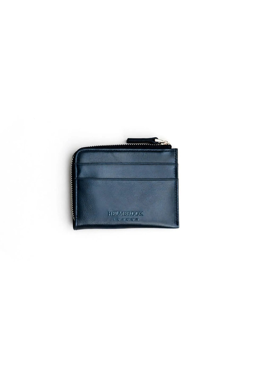 Helmbrook Porte-cartes zippé en cuir véritable pour homme avec protection RFID Seward Navy Blue