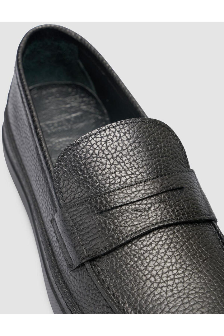 Cabani Shoes %100 Cuir véritable Mocassins pour hommes à bande noire - Noir