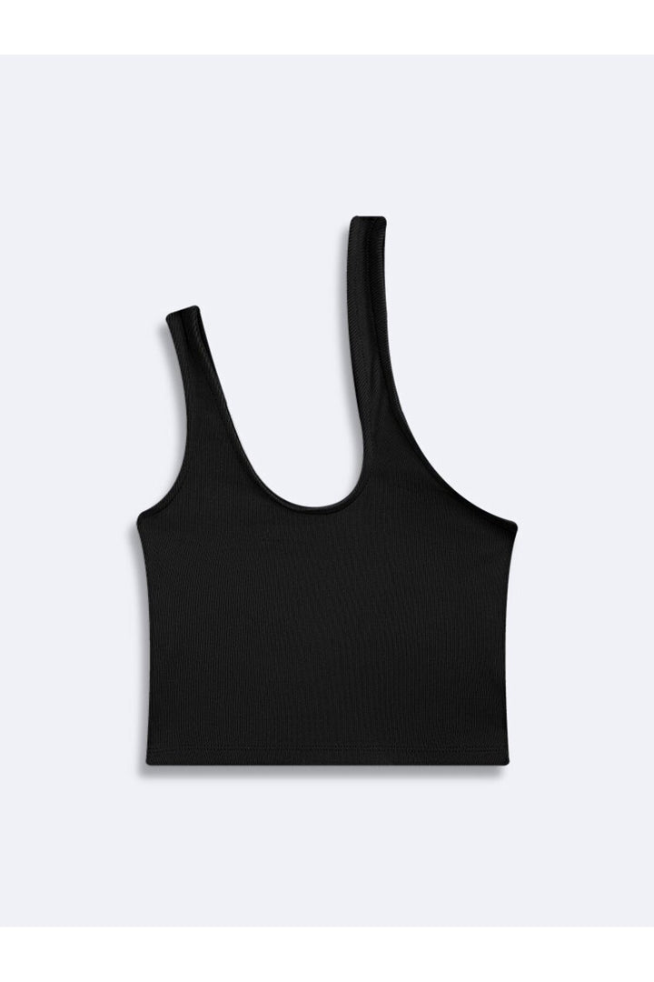LTB Débardeur Crop à Col U Asymétrique à Une Épaule Noir - Noir
