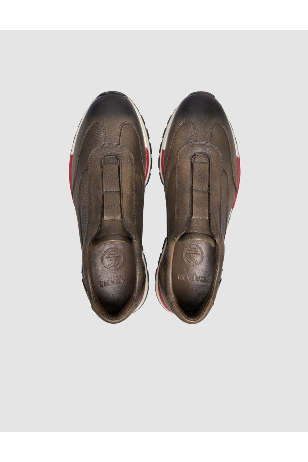 Cabani Shoes Chaussures de sport pour hommes en cuir véritable à semelle rouge. - Marron