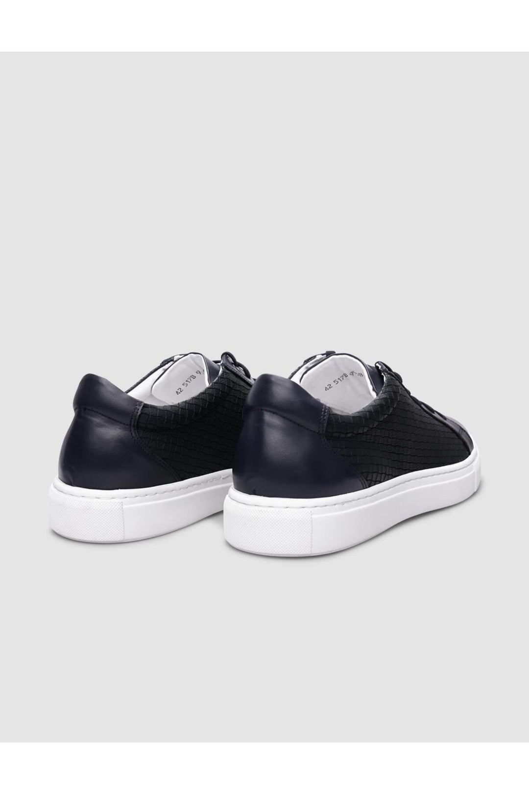 Cabani Shoes %100 Cuir Véritable Baskets Pour Hommes À Lacets À Motif Carré Bleu Marine - Bleu marine