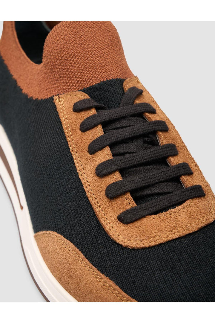 Cabani Shoes Chaussures de sport pour hommes en tricot orange avec lacets. - Orange