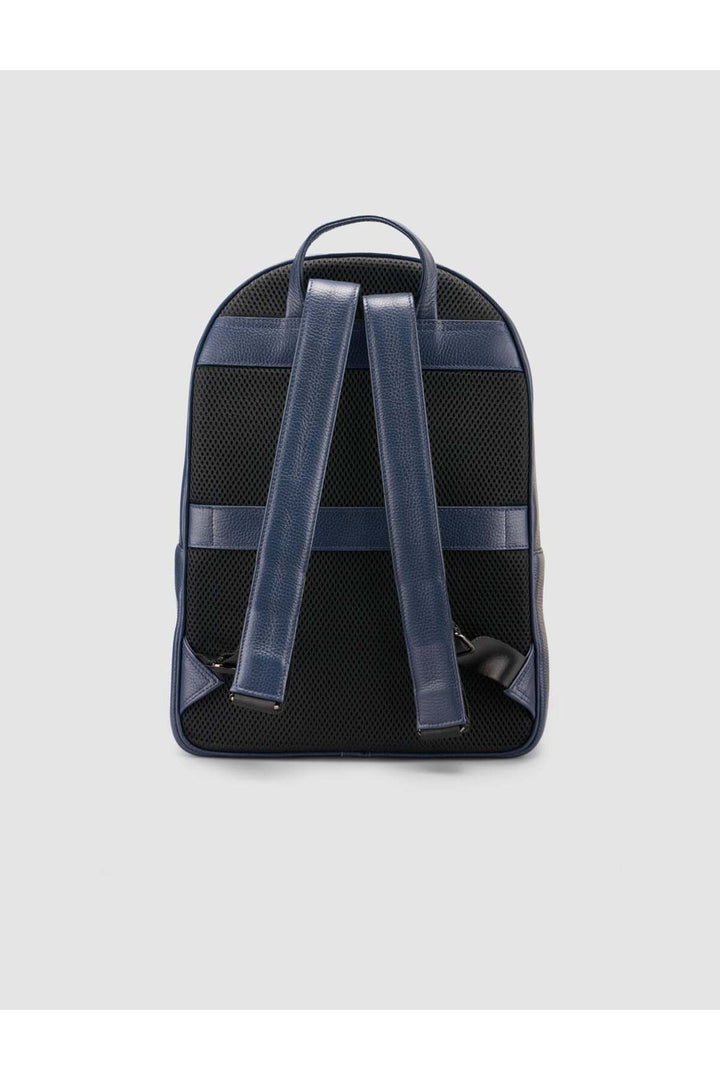 Cabani Shoes Sac à dos pour homme en cuir véritable bleu marine (avec poche avant, zippé) - Multicolore