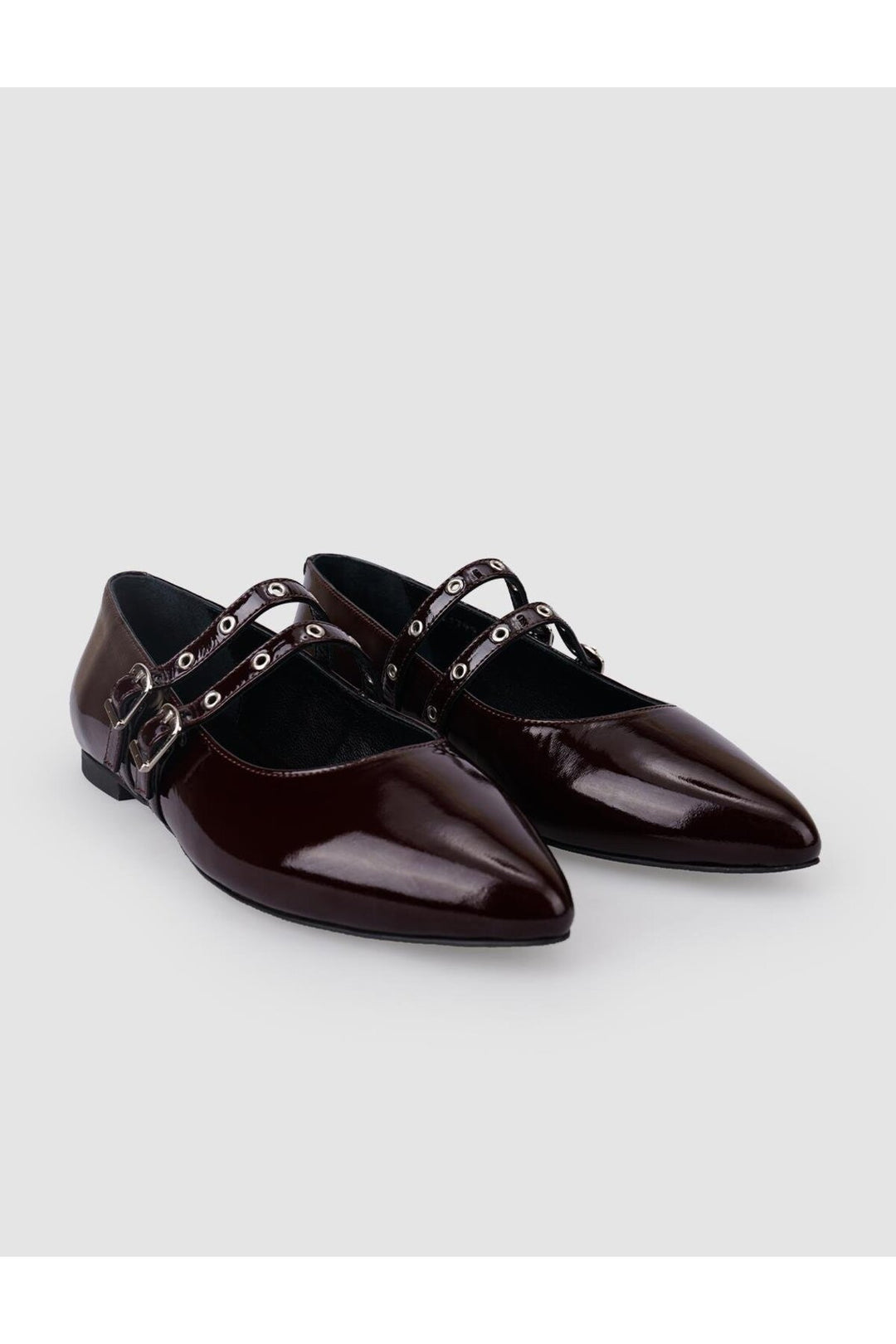 Cabani Shoes %100 Cuir Véritable Ballerines Vernies Bordeaux pour Femme - Bordeaux
