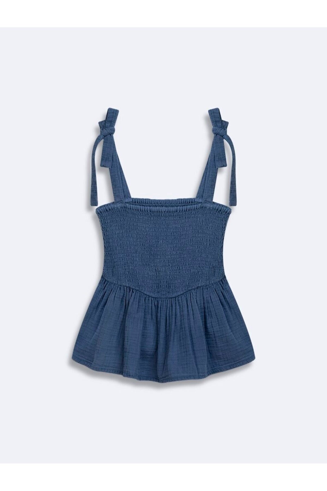 LTB Blouse bleue à bretelles avec décolleté carré et lien. - Multicolore