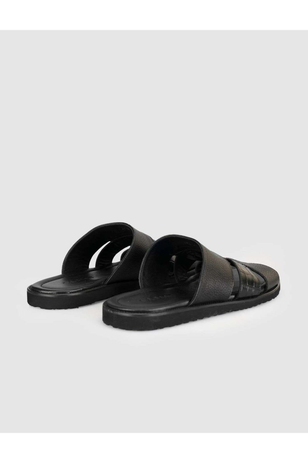 Cabani Shoes Sandale pour homme en cuir véritable à double bande noire - Multicolore