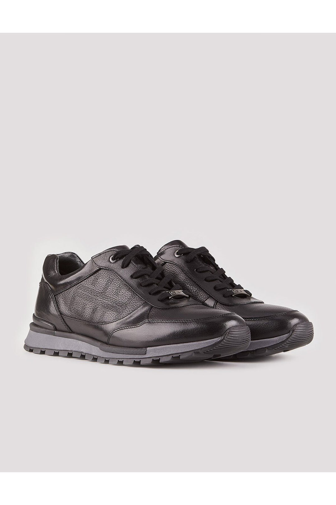 Cabani Shoes Chaussures de sport pour hommes en cuir véritable avec lacets noirs en cuir revêtu. - Noir