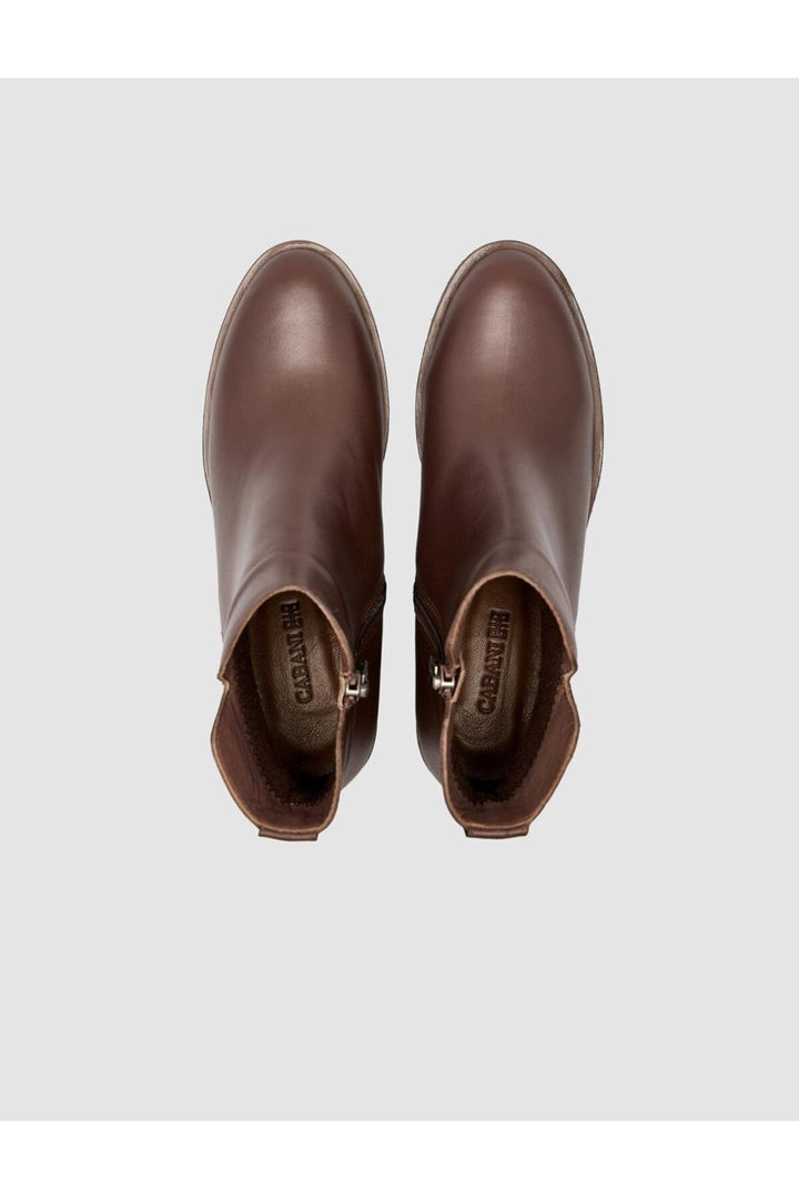 Cabani Shoes Bottines à talons pour femmes en cuir véritable 100 % marron avec clous. - Marron