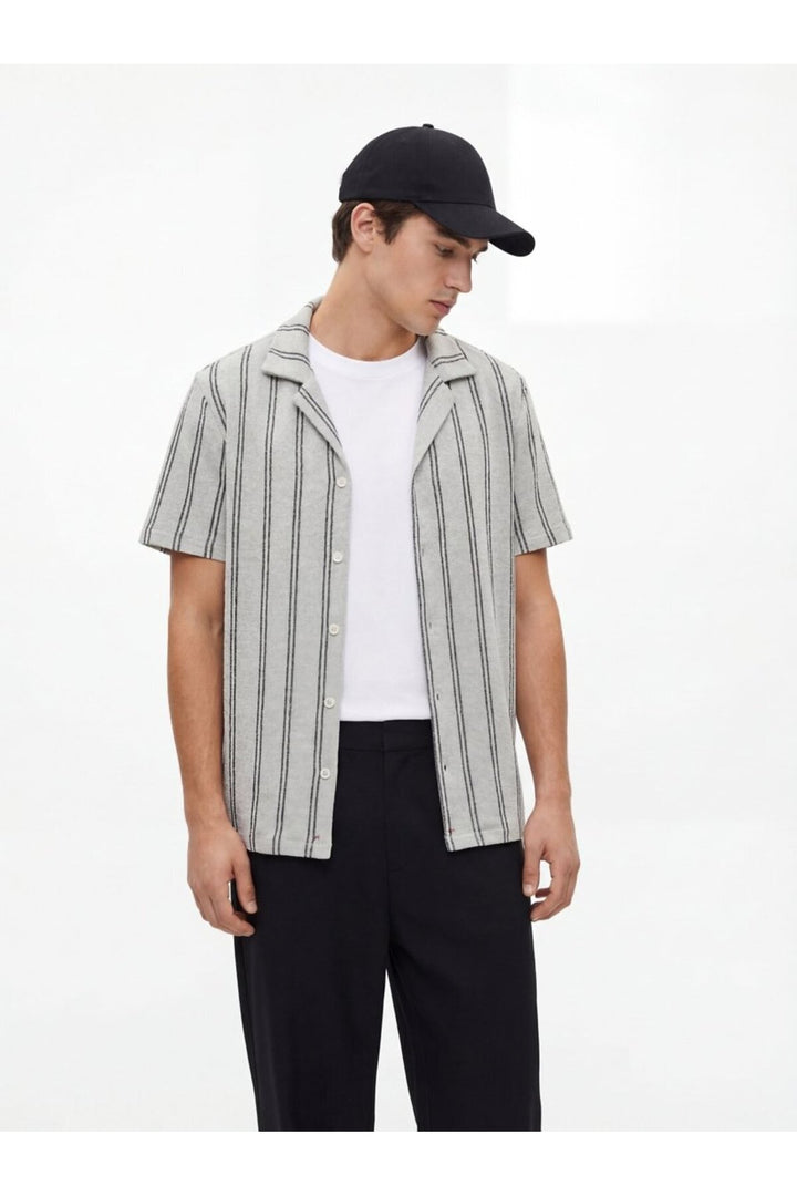 LTB Chemise blanche à rayures cubaines en jacquard - Blanc