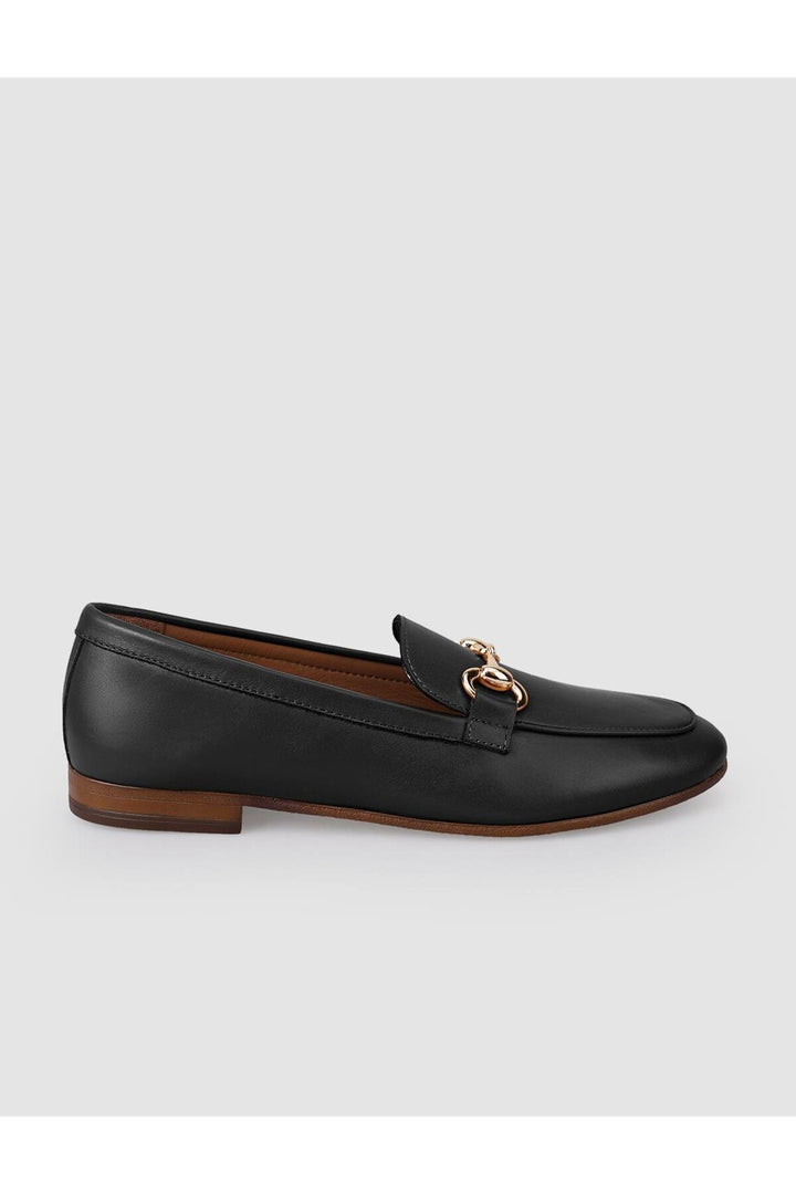 Cabani Shoes %100 Cuir Véritable Mocassins Femme à Boucle Noire - Noir