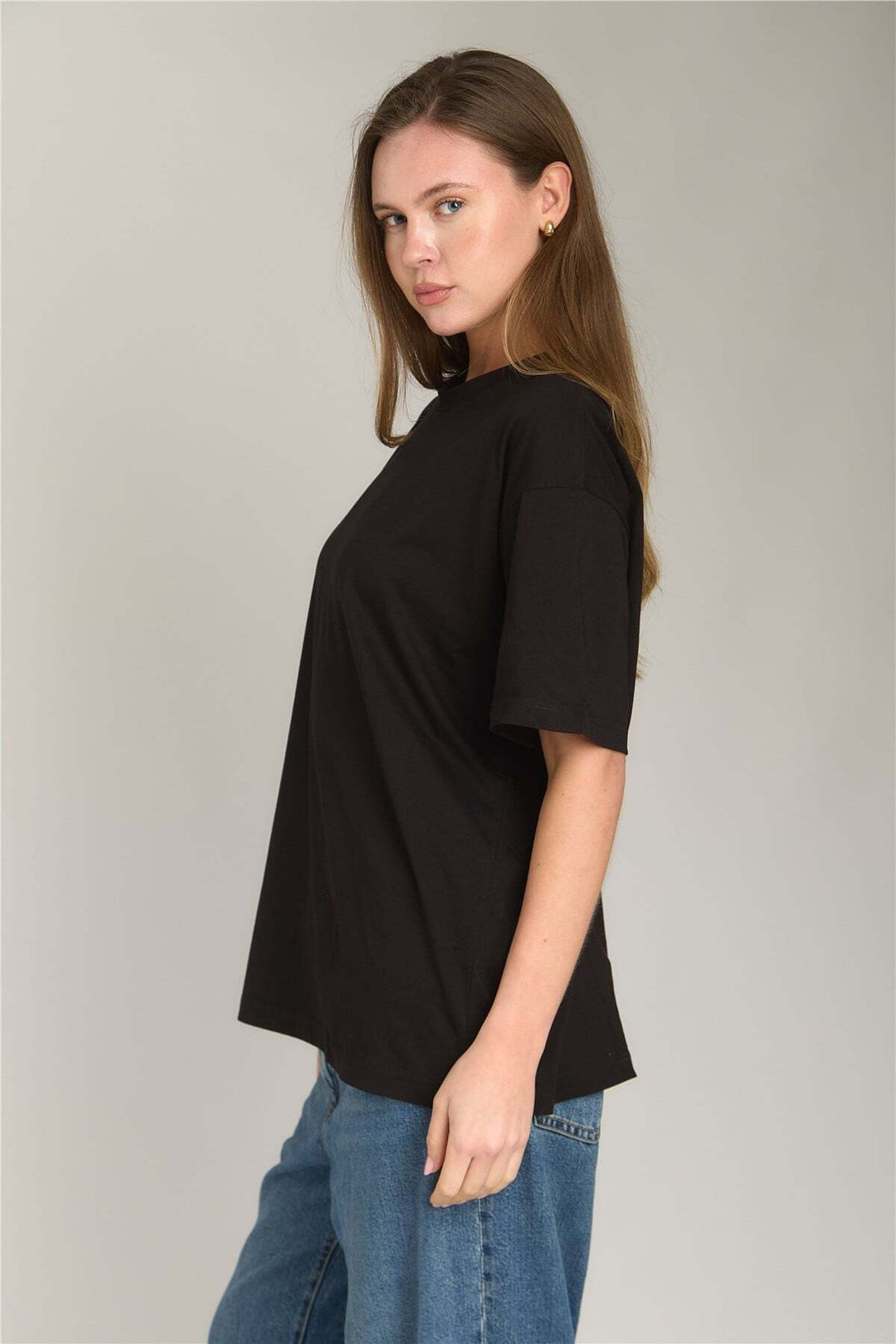 Lovely Things INA Basic Oversize T-shirt Vêtements supérieurs Haut de pyjama - Noir