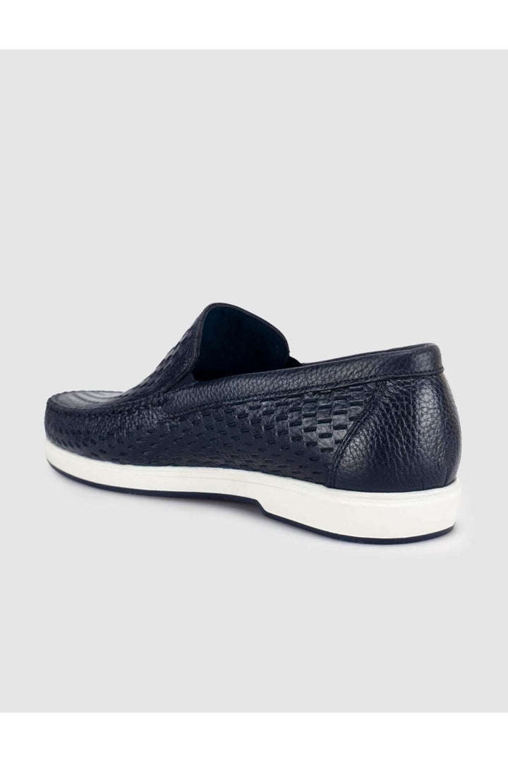Cabani Shoes Chaussures de ville pour hommes en cuir véritable à motif crocodile bleu marine - Bleu marine