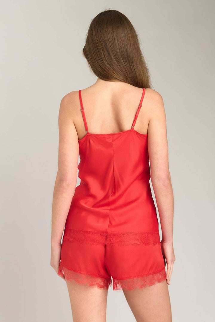 Lovely Things Ensemble de pyjamas à bretelles et à bretelles en corde de satin GERALDINE - Ensemble de pyjamas - Rouge