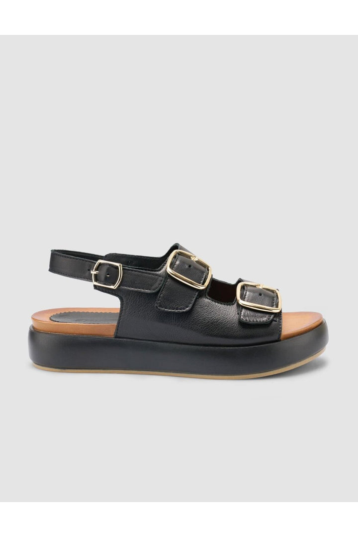 Cabani Shoes %100 Cuir véritable Sandales noires pour femmes - Multicolore