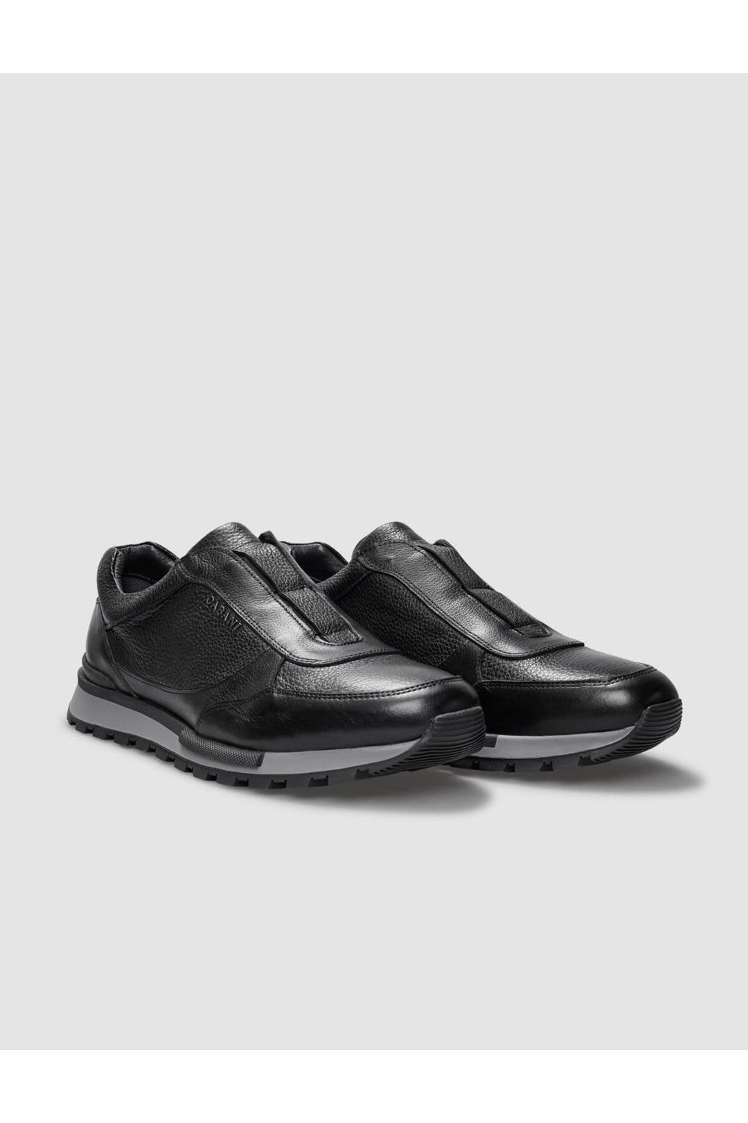 Cabani Shoes Chaussures de sport pour hommes en cuir véritable noir avec semelle en caoutchouc léger - Noir