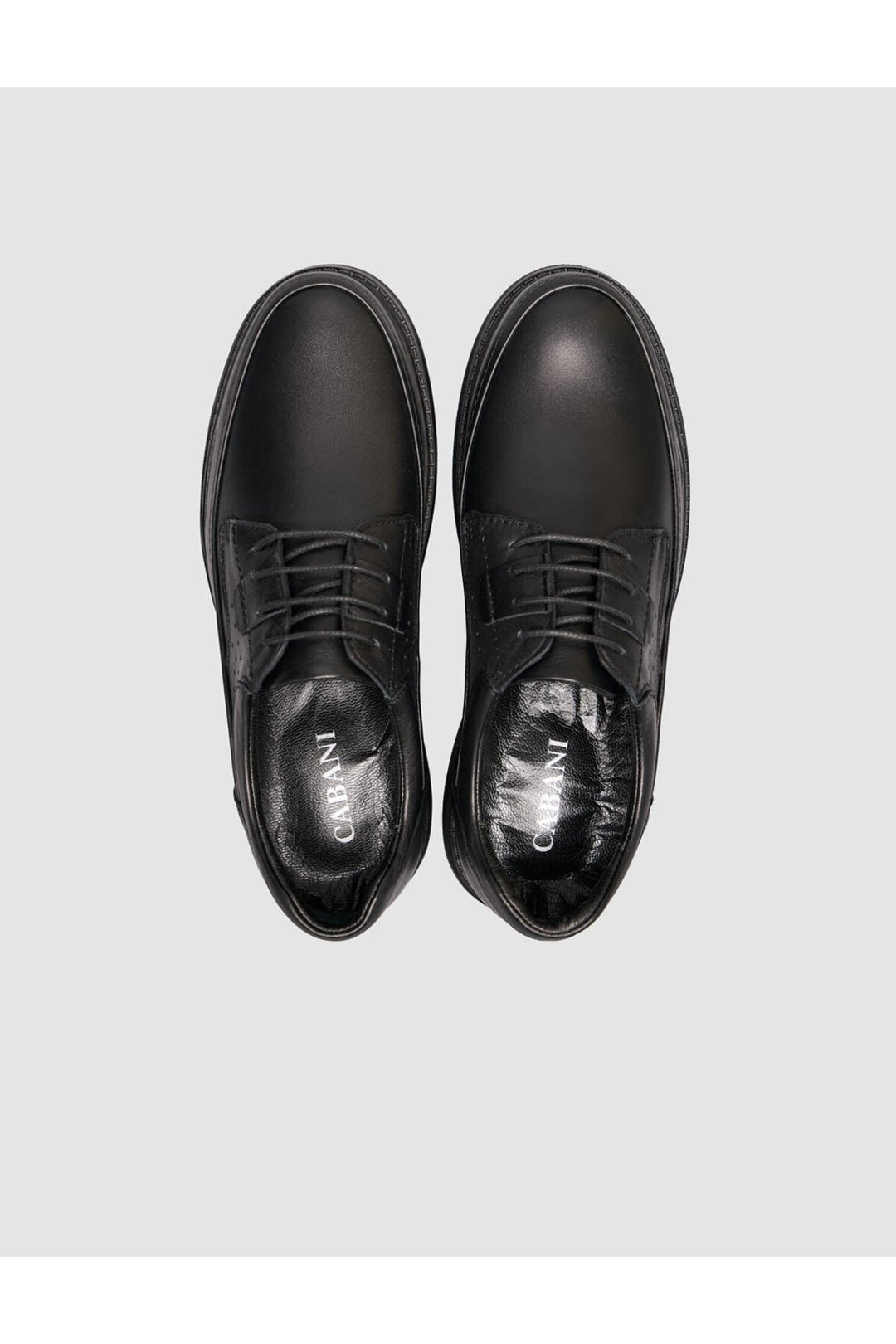 Cabani Shoes Chaussures pour hommes en cuir véritable à lacets noires - Noir