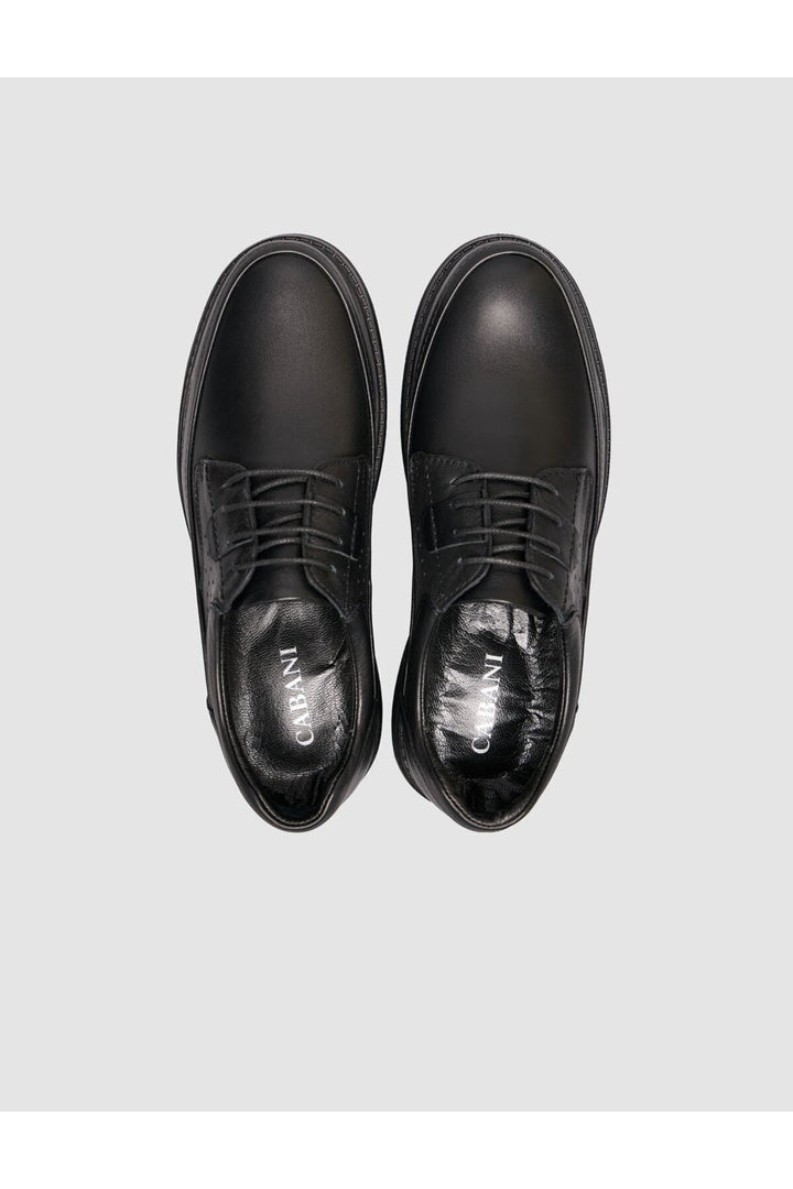 Cabani Shoes Chaussures pour hommes en cuir véritable à lacets noires - Noir