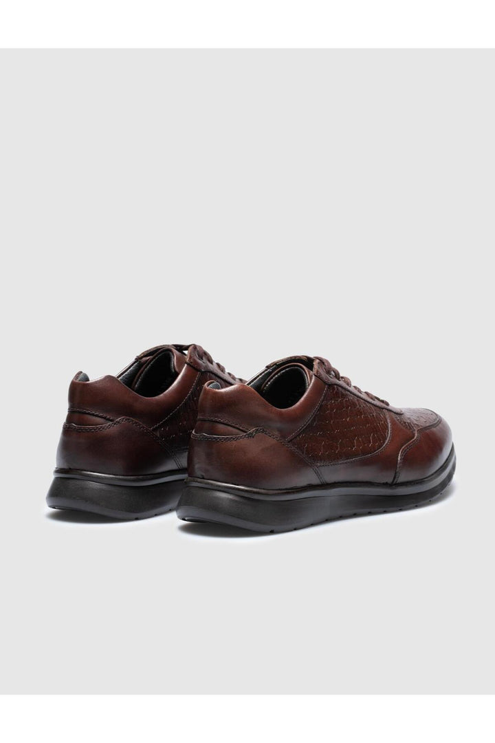 Cabani Shoes Chaussures de sport pour hommes en cuir véritable marron à lacets - Marron