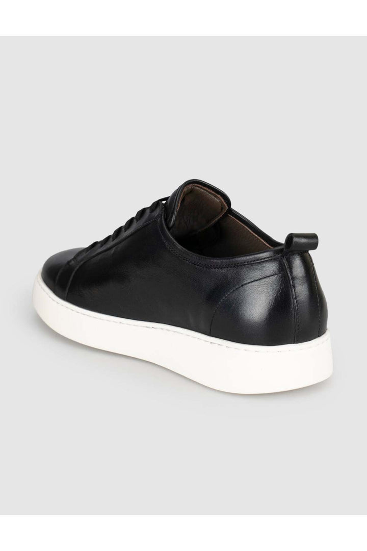 Cabani Shoes Baskets homme en cuir de veau véritable noir à lacets. - Multicolore