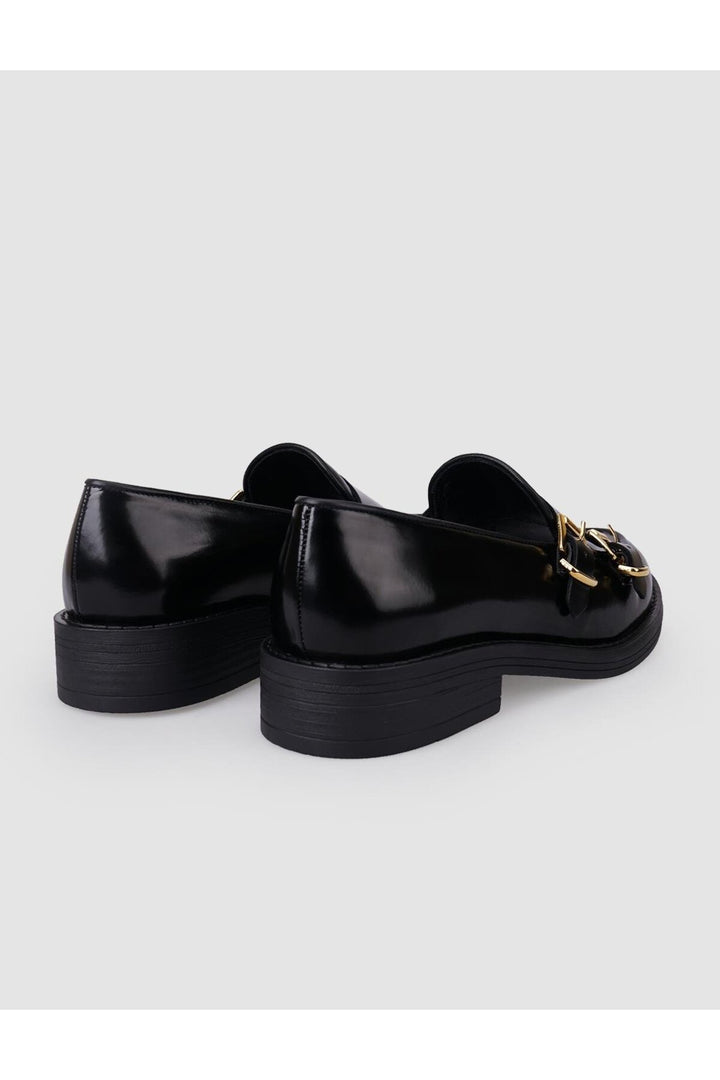 Cabani Shoes Chaussures de ville pour femmes en cuir véritable noir à double boucle 100% - Noir