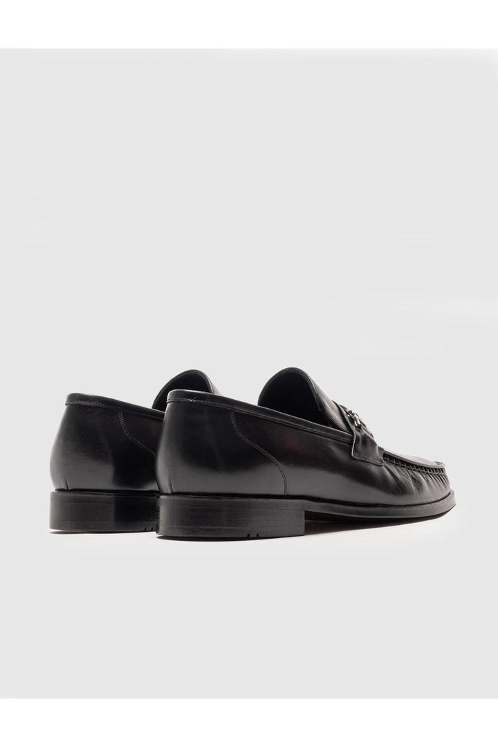 Cabani Shoes Chaussures classiques pour hommes en cuir véritable avec boucle noire - Noir