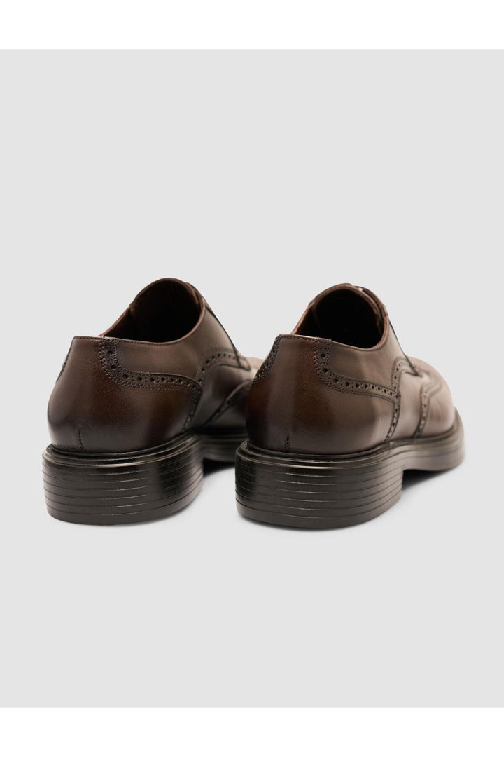 Cabani Shoes Chaussures classiques pour hommes en cuir véritable noir à lacets 100% - Marron
