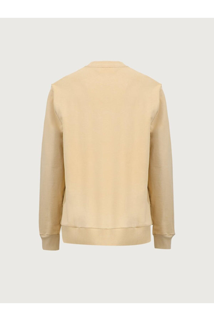 LTB Sweat-shirt beige classique à manches longues et col zéro pointu